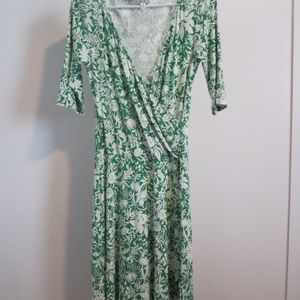 Cabi Dress | Cabi Wrap Green White Floral Dress